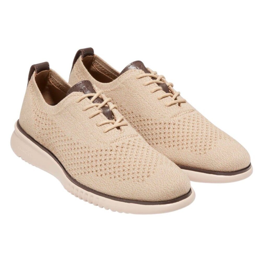 Cole Haan Shoes Mens Size 10 2.ZEROGRAND Wingtip Oxfords Knit C35257 Beige